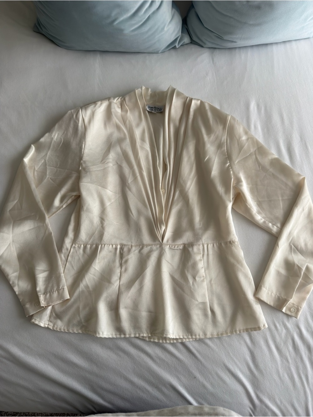 San André Satin Peplum Blouse Size Small